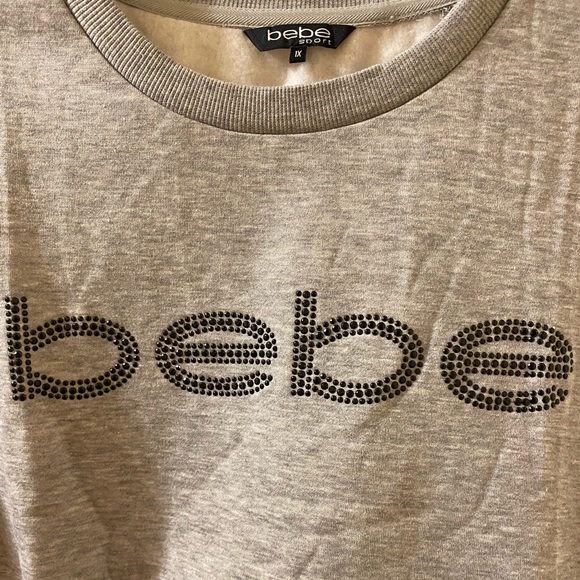 NWT Bebe Sport heather grey rhinestone pullover, Sz. 1X - Picture 3 of 5